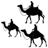 Silhouettes of People on Camelback vector