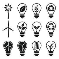 Set of Energy Saving Symbols for Green Initiatives vector