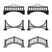 Set of Black Bridge Icons vector