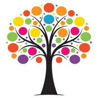 Modern Nature Illustration Featuring a Tree with Circular Shapes vector
