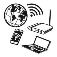 Internet Black Silhouette Icon Set vector
