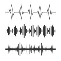 Stylized Sound Waves Graphics Set vector
