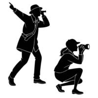 Detective Man and Woman Character Icons vector