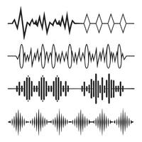 Set of Sound Waves and Audio Signals vector