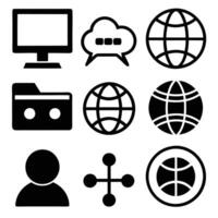 Cyber and Digital World Silhouette Icons vector