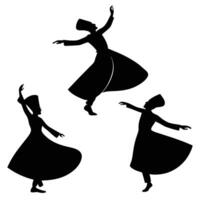 Dancing Sufi Silhouettes Set in Black vector