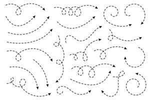 Curved dotted arrows stripes design with dotted lines. vector