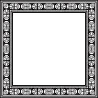 square european black monochrome ornament. Rectangular pattern, circle, ring of the Middle Ages. Revival border. Decorations of palaces and churches vector