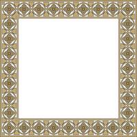 black and gold square gothic ornament. Medieval European rectangle, border. Classic pattern of the Germans, Angles, Saxons, Franks vector