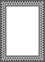 square monochrome black national Persian ornament. Rectangle, frame, border, ethnic pattern of the peoples of Iran, Tajikistan vector