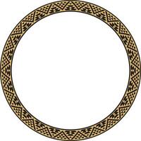 round golden border ornament. Native American tribes framework, circle vector