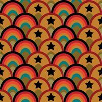 Retro pattern of scales with rainbow and star. illustration for wrapping paper, wallpaper, home decor, background, fabric vector