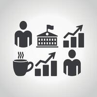 Modern Gray Business Growth Icons Colection Set vector