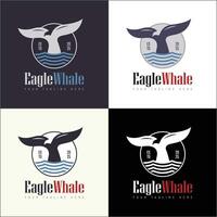 Eagle and Whale Tail logo combination set templates design vector