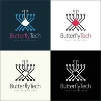 Butterfly Data board Integrated Circuit microchip CPU ai smart chip logo set design template vector