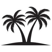 two palm trees on an island silhouette vector