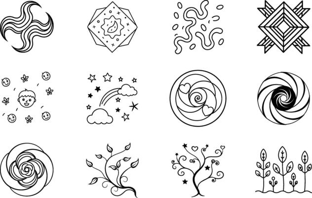 Abstract Line Art Designs Swirls, Nature, and Childlike Joy
