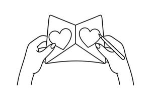 Hands Creating a Heartfelt Valentines Day Card Design vector