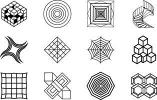 Geometric Shapes Cubes, Spirals, Webs, and Optical Illusions vector