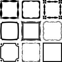Nine Decorative Black Square Frames Border Design Collection vector