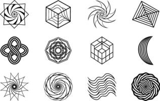 Geometric Abstract Designs Mandala, Cube, Spiral, Wave Patterns vector