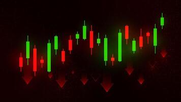 Market Crash Illustration with Decreasing Graph Going Down. decreasing graph and arrow on red background. vector