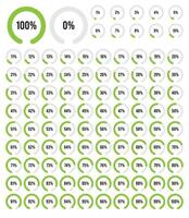 Set of circular sector percentage diagrams from 0 to 100. Set of circular sector percentage diagrams meters from 0 to 100 ready-to-use for web design user interface UI. vector