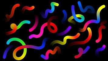 Fluid Wave Elements of Colorful Squiggly Designs. Graphic Pattern with Wavy Lines in Bright Colors. Colorful Rainbow Abstract Gradient Shapes Set. vector
