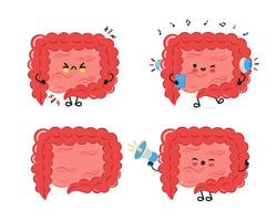 Cartoon Intestines with various expressions and activities vector