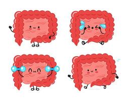 Cute cartoon Intestines with different emotions and actions vector