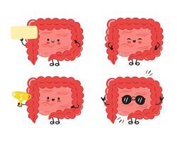 Cute cartoon Intestines with different poses and expressions vector