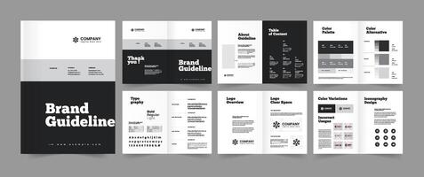 Brand Guideline Presentation, Minimalist Brand Guide Template, Brand Style Guide Layout. vector