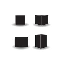 Minimalist Black Cube Silhouette Icons with Shadow for Geometric Design and UI Elements vector