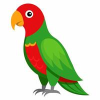 cartoon bird Amazon parrot green red color . Colorful exotic parrot. Isolated on white background. Side view. vector