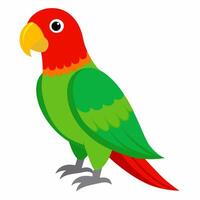 cartoon bird Amazon parrot green red color . Colorful exotic macaw parrot. Isolated on white background. Side view. vector