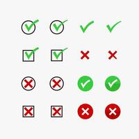 Check and Cross Mark Icon Set vector