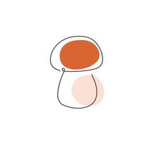 Mushroom in one continuous line drawing style. Isolated on white background. Fall or autumn mushroom icon vector
