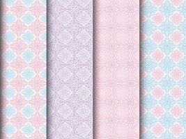Set of 4 seamless hand drawn pattern soft colour vector