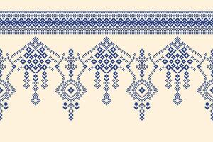 Ethnic pattern decor white brown cream color background fabric pattern. vector