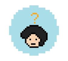 Character 8bit man male boy cute design with question questionare question mark decor. vector