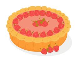 a whole sweet raspberry cake. illustration vector