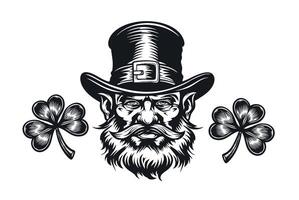 Leprechaun. illustration of a sketch St Patrick day. Angry person vector