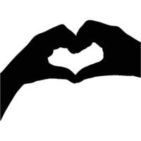 Hands forming a heart shape silhouette. vector