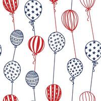 seamless pattern for the American Independence Day. blue and red balloons in doodle style vector