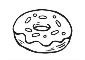 illustration in doodle style. donut vector