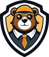Roaring Bear Head Shield vector