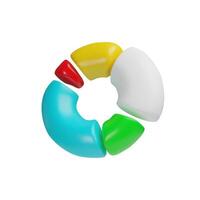 3d render pie chart circle diagram infographic object flying. Rotation round cycle scheme process template. one whole parts. different percent of template vector
