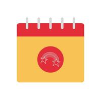 Line star Rainbow with calendar flat icon design vector