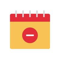 Calendar Minus flat icon design vector