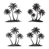 Black palm trees 04 set vector
